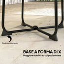 Tavolino da Caffè da Esterno Ø50 cm con Base a X e Piedini Antiscivolo in Metallo Nero      