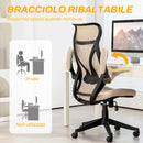 Sedia Operativa da Ufficio con Braccioli Ribaltabili Beige   