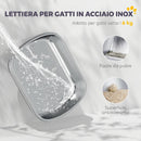 Lettiera per Gatti Chiusa 52,4x41,3x39,8 cm con Coperchio Ribaltabile Doppia Porta Paletta in Acciaio Inox Grigio Chiaro      