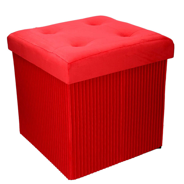acquista Pouf Contenitore Pieghevole 38x38xh38 cm in Velluto Rosso