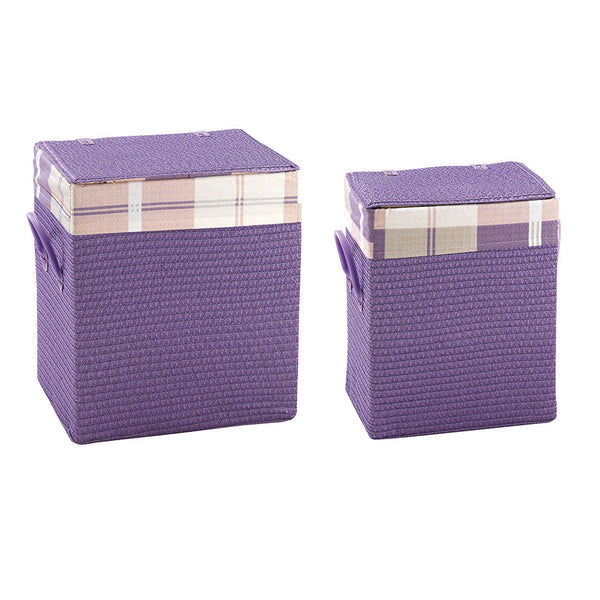 Lot de 2 Corbeilles à Linge Rectangulaires Polypropylène Fadi Violet online