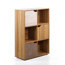 Libreria Mobiletto 6 Scomparti 59.6x29x90.5 cm in Legno MDF Naturale