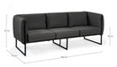 Divano 3 Posti 186x74x72h cm con Cuscini Pixel Antracite