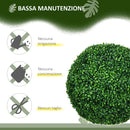 Set di 2 Piante Arteficiali Finte Sfera di Bosso Ø50 cm per Interno ed Esterno Verde