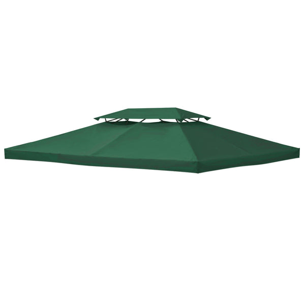 Copertura per Gazebo a 2 Livelli con Cinghie e 10 Fori di Drenaggio 4x3m in Poliestere Verde sconto