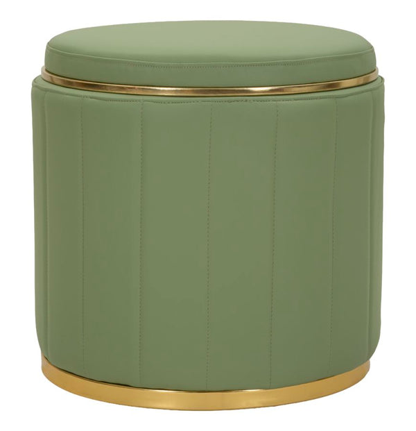 Puff con Contenitore London Verde Ø46,5x44 cm in Pino e MDF e Spugna e Metallo e PU prezzo