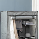 Armadio Guardaroba da Campeggio 103x43x162,5 cm 6 Ripiani Aperti e un Appendino in Tessuto non Tessuto Grigio