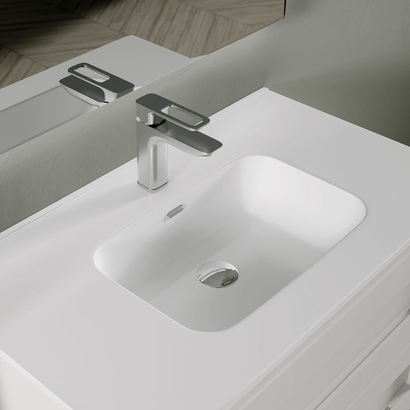 Mobile bagno sospeso 100 cm Bianco ondulato Denver con Specchio Bonussi