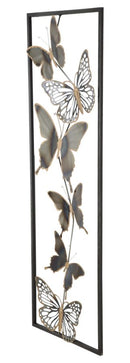 Pannello Farfalle 31x2,5x90 cm in Ferro Nero e Argento