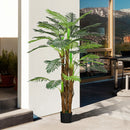 Pianta Artificiale Palma Verde con 36 Foglie da 160 cm in Vaso in PE e Cemento per Interno ed Esterno   