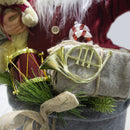 Pupazzo Babbo Natale H80 cm con Luci e Movimento Rosso e Grigio