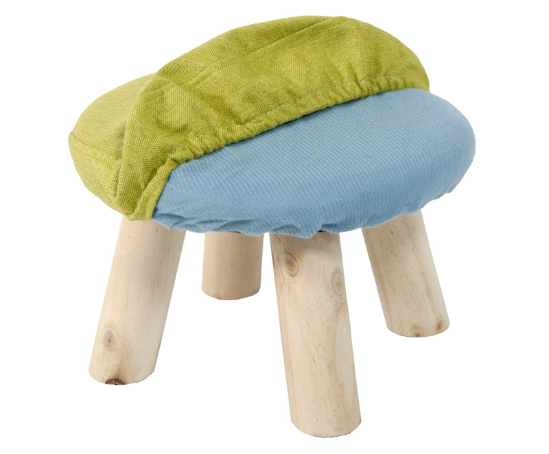 Pouf in Tessuto e Legno di Pino 29x29x20 cm Fumer Jimmy Verde