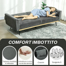 Divano Letto Singolo Clic Clac 206x81x83 cm in Tessuto Effetto Velluto con 2 Cuscini Grigio 
