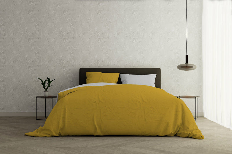 Copripiumino con Sacco e Federe Doubleface Senape\/Grigio Chiaro Varie Misure