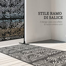 Paravento Separè da Esterno 122x45x198 cm con Motivi a Salice e 2 Piedini in Acciaio Nero