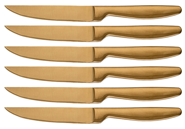 Ensemble de 6 couteaux de table à lame lisse en acier inoxydable Jacob Gold prezzo