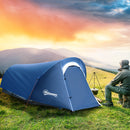Tenda da Campeggio 265x140x95 cm con Gancio Interno e Finestre a Rete Azzurra