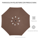 Ombrellone da Giardino 3x2.45 m Palo Ø38 mm in Acciaio Inclinabile Caffè 