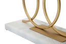 Portacandele 2 Posti da Tavolo 30x9x20 cm in Metallo Oro Base in Marmo Bianco