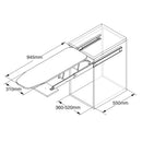 Asse da Stiro Pieghevole a Scomparsa per Cassetto Estraibile 94,5 cm Emuca Bianco