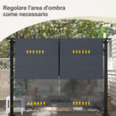 Copertura per Gazebo Pergola 488x122 cm con Tasche e Cinghie in Poliestere Grigio Carbone  