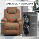 Poltrona Alzapersona Elettrica Massaggiante a 8 Punti 1 Motore 90x101x107 cm in Tessuto Effetto Lino Caffè