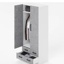 Armadio210x91X52 cm 2 ante e 2 cassetti bianco frassinato