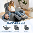 Poltrona Reclinabile Massaggiante e Riscaldata 82x99x103 cm 8 Punti Massaggio con Telecomando in Pelle PU Grigio Chiaro      