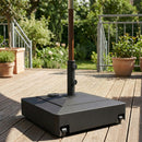 Base per Ombrellone a Rotelle con Freni, con Acqua 40kg/Sabbia 61kg, per Pali Ombrelloni da Ø35/38/48mm, Nero      
