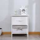 Comodino con 2 Cassetti 40x30x48 cm in Legno Massello Fumer Carol Bianco