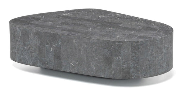 Table basse 52x100xH28 cm en pierre fossile trapèze gris sconto