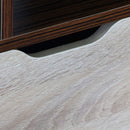 Libreria 3 Ripiani 2 Ante 2 Cassetti 154x40x74,50 cm in Legno Melaminico Rovere e Bianco