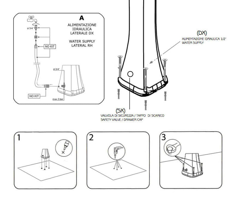Mini Doccia Solare da Giardino Lavapiedi Miscelatore e Doccetta Mobile Arkema Happy Go Fuxia