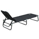 Lettino Sdraio con Apertura per Viso Pieghevole in Tessuto Oxford Nero 190x56x28 cm 