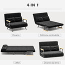 Divano Letto Schienale Regolabile 102x73x81 cm in Velluto Nero 