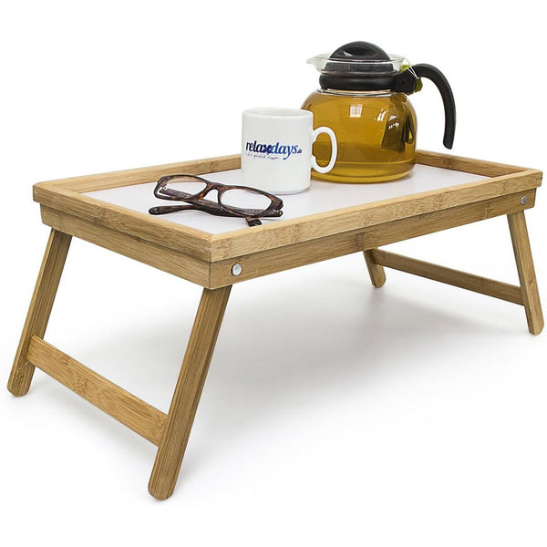 online Vassoio Colazione a Letto 50x30x22 cm con Gambe Pieghevoli Salvaspazio in Bambù Bianco