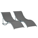 Set 2 Lettini Prendisole Pieghevoli 61x165x63 cm in Alluminio e Textilene Nero e Grigio Scuro