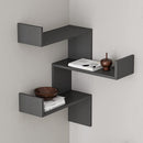 Mensola Scaffale Angolare da Parete 60x22x90 cm 3 Piani Salvaspazio in Legno Antracite      