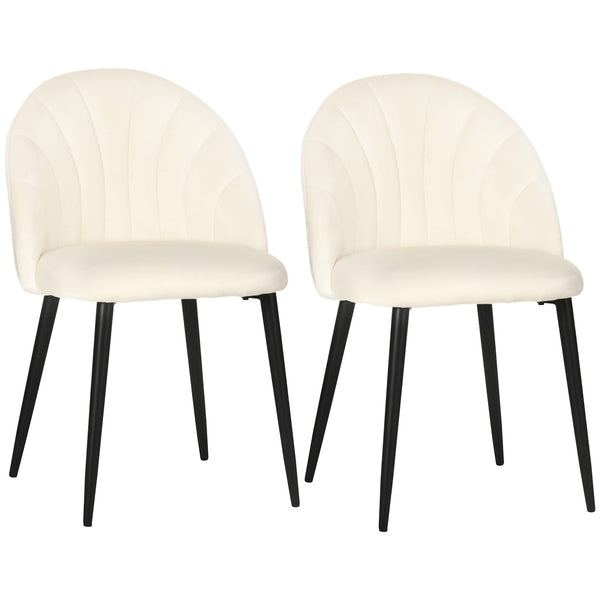 acquista Lot de 2 chaises rembourrées 52x54x79 cm en métal et tissu effet velours beige
