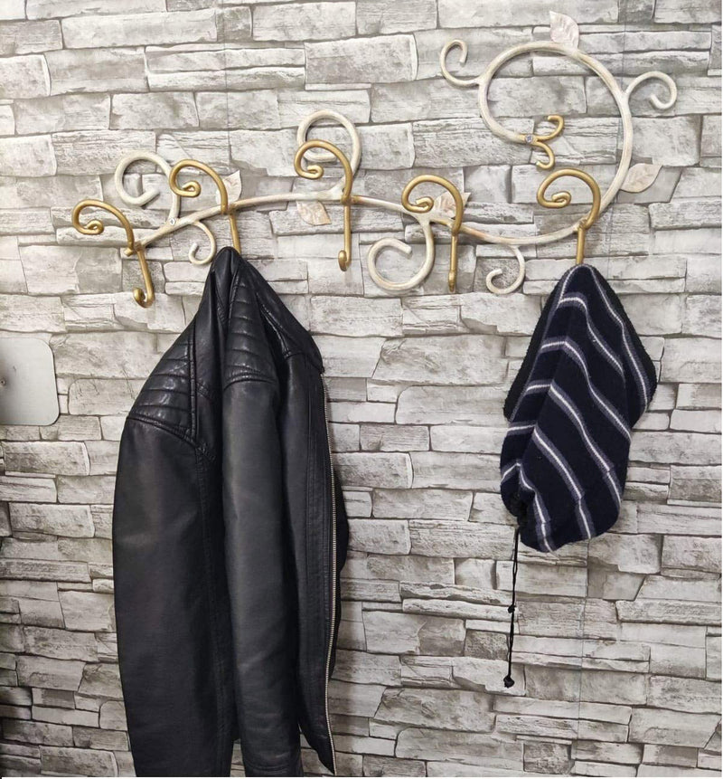 Appendiabiti da Parete 60x33 cm in Ferro Battuto Bianco