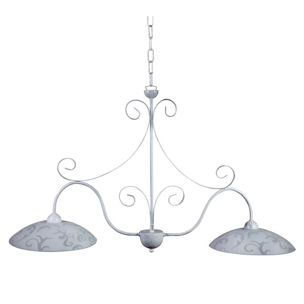 Suspension 2xE27 Monture Verre Blanc Plaque Blanc E-Energy Anastasia sconto