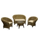 Set Salotto da Giardino 2 Poltrone Tavolino Divano in Rattan Alovera Grigio