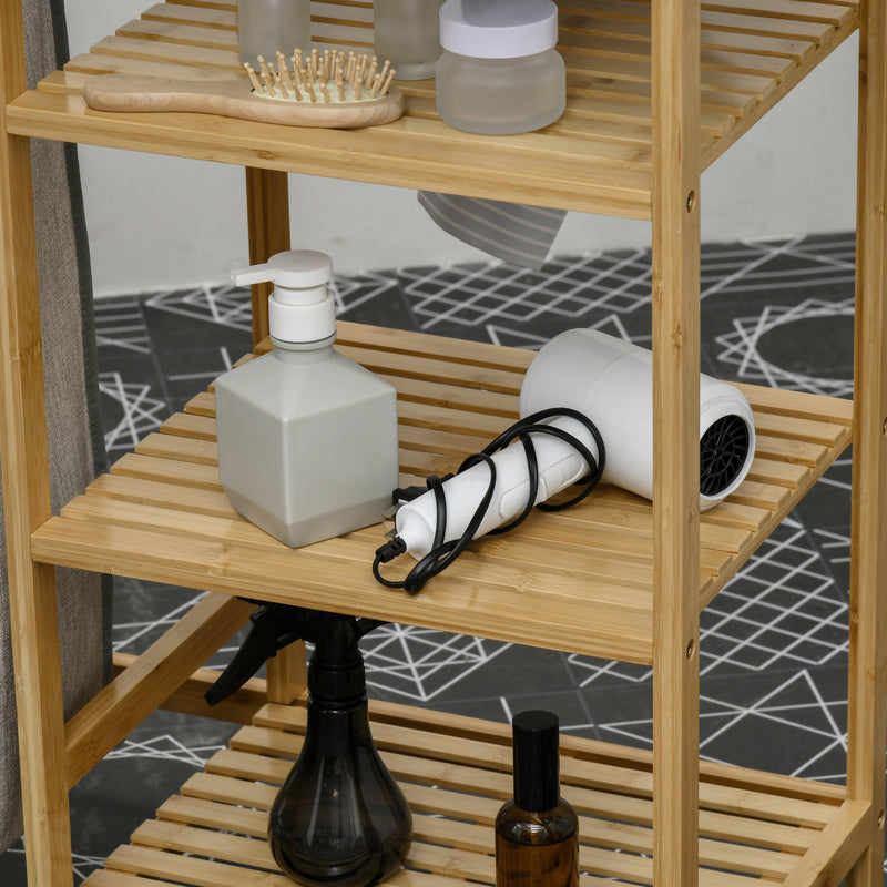 Cesto Portabiancheria con Asse da Stiro e 3 Ripiani in Bambù 113x34x82 cm  