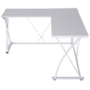 Scrivania da Ufficio ad Angolo in Metallo e MDF 142x142x76 cm  Bianca