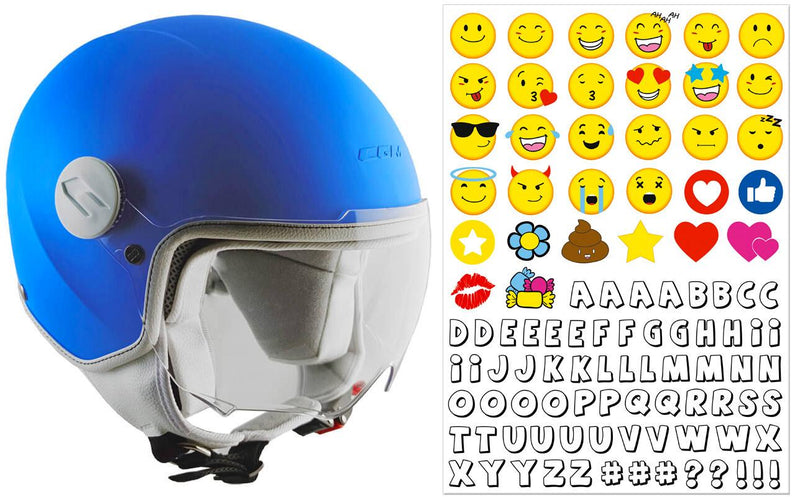 Casco Demi-Jet per Bambini Visiera Sagomata CGM Magic Smile 205S Azzurro Opaco YS - (49-50 cm)