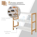 Scarpiera 3 Ripiani in MDF e Legno di Mabù 70x26x57,5 cm  Bianca