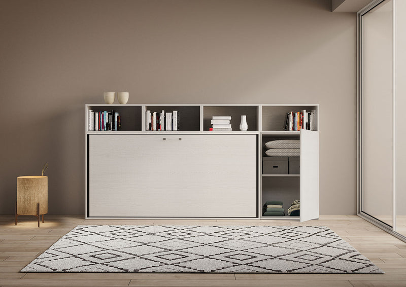 Letto Singolo a Scomparsa Composizione A Kando H129,7 Bianco Frassino 