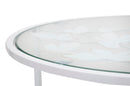Tavolinetti Bianco Heart Coppia Ø43x60-38x55 cm in Ferro e Vetro Bianco e Oro