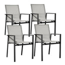 Set 4 Sedie da Giardino 59,5x66x88 cm in Alluminio Selly Grigie