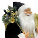 Babbo Natale Abito in Velluto H110 cm con Mini Lucciole e Suoni Nero e Oro